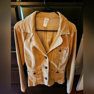 Butterfly Stretch Beige Corduroy Jacket